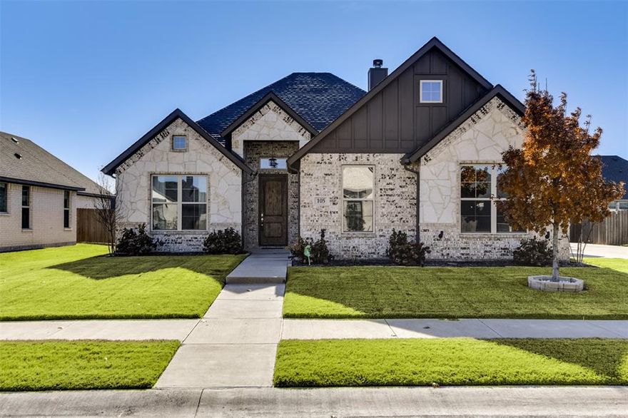 This immaculate custom home invites you into a life where every detail has been thoughtfully tended to. With three bedrooms, a dedicated office, (could also be 4 bedrooms) and two well-appointed bathrooms, the layout offers both ease and intention—spaces that flex with the rhythms of everyday living. Recently repainted, the interiors feel bright and renewed. Hardwood floors guide you through an open-concept kitchen, living, and dining area, where natural light settles softly across the rooms. It’s a home designed not just to function well, but to feel good the moment you step inside. Outside, a fenced backyard offers privacy and possibility, while the side-entry garage elevates both curb appeal and convenience. The neighborhood is lined with custom homes & generous sidewalks that seem to go on for miles. Just moments away, the Waxahachie Sports Complex offers wide-open green space, walking trails, and even a fishing pond, making it a natural extension of your daily life. For those searching for a home that’s been deeply cared for—one that blends quality, character, and a location that truly enhances the every day—105 Steves Way is a place where that story can begin.  And for those who value accessibility as much as serenity, the location delivers. The home sits only minutes from HWY 287, offering an easy commute to the DFW metroplex and quick access to everyday essentials—Target, H-E-B, Aldi, Walmart, Home Depot, Lowe’s, restaurants, healthcare and more.