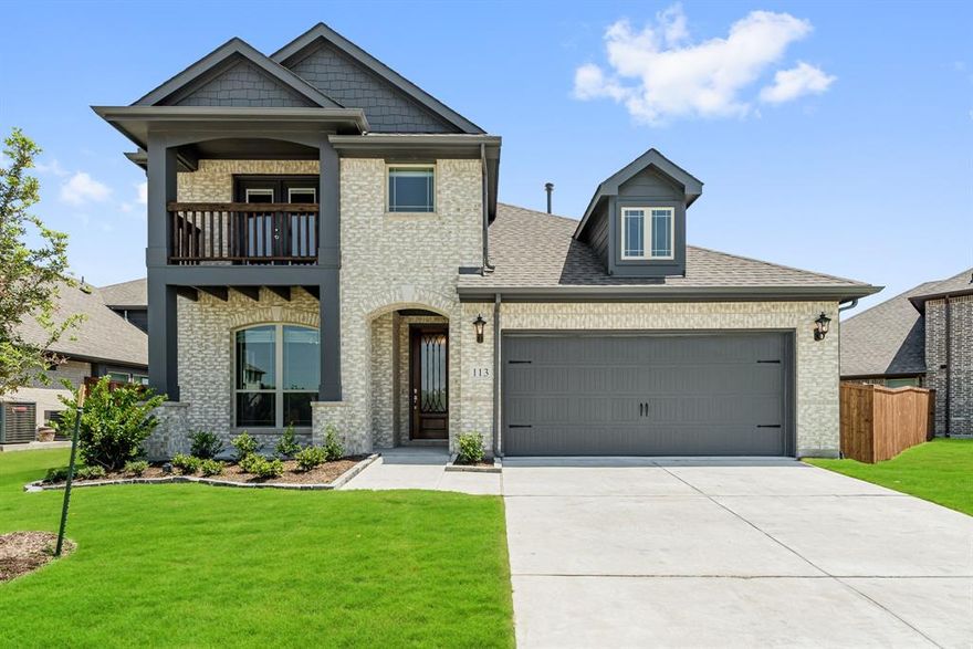 Newly Finished Home! Bloomfield's Dewberry II plan offers gorgeous curb appeal with a brick exterior featuring a balcony and an open layout inside that's packed with upgrades - an entertainer's dream! 4 large bdrms (including a 1st-floor Primary Suite), 2 full baths, and a Powder room downstairs. HUGE Kitchen designed for gatherings with your loved ones featuring a massive island, white Shaker cabinetry, Bloomfield's biggest walk-in pantry, Lvl 3 Granite countertops, and built-in SS appliances! Engineered wood flooring throughout open areas, upgraded tile in the Primary bath, Quartz counters in baths, an Extended Covered Rear Patio with a gas stub overlooking the fenced backyard, and a Stone Floor-to-Ceiling Fireplace added to the Family room. Game room flex space & Media Room upstairs, and Study area off the entrance. Don't forget to ask about the energy-efficient features that come standard in every Bloomfield home! Visit us at Emerald Vista to learn more.