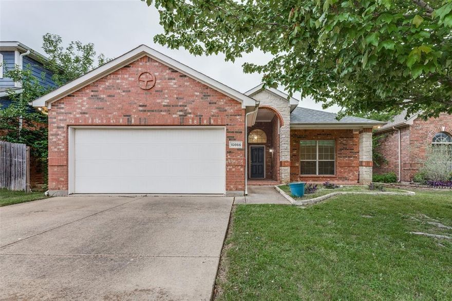 Welcome to this stunning one-story home in the highly sought-after Northwest ISD community! This meticulously maintained 4-bedroom, 2-bath home features a split layout for optimal privacy.

As you step inside, you'll be greeted by an open-concept design with vaulted ceilings that create a spacious and inviting atmosphere. The bright and airy living room boasts a cozy wood-burning fireplace, making it the ideal spot for gathering with family and friends. The gourmet kitchen is a chef’s dream, featuring granite countertops, a large breakfast bar, and ample cabinetry, seamlessly flowing into the dining and living areas for effortless entertaining.

The primary suite is a true retreat, complete with a spa-like ensuite bathroom, featuring a separate walk-in shower, garden tub, and an oversized walk-in closet. The additional bedrooms are generously sized, offering comfort and flexibility for any lifestyle.

Step outside to enjoy the screened-in patio overlooking the walking trail, a perfect oasis for morning coffee or unwinding at sunset. The spacious covered front and back porches add to the home’s charm, providing additional outdoor living spaces for relaxation and entertainment.

Nestled in a vibrant community that offers walking trails, a playground, and a resort-style pool, this home is in an unbeatable location—just minutes from top-rated schools, shopping, dining, and major highways for easy commuting.