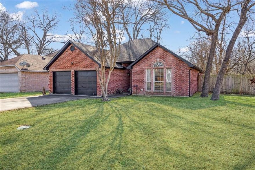 Tucked away on a quiet, dead-end street, this beautifully updated home backs to a serene, wooded greenbelt with a creek—offering rare privacy and a peaceful backdrop. Enjoy your own private backyard oasis ready for relaxation and entertaining, featuring a cover patio area, backyard firepit, large updated wood deck, and a newly reinforced retaining wall. Inside, the home is impeccably maintained and tastefully updated throughout with a wood-burning fireplace for those cozy evenings.   You'll love the separated primary bedroom with plenty of natural light with the large, picturesque window, and a beautiful shiplap vaulted ceiling.   The Seller has completed many recent upgrades to this beautiful home, including:  LVP flooring throughout ('21), new fencing ('21), hot water heater replacement ('21), new exterior paint and new gutter system with covers ('22), rebuilt deck ('23), guest bath remodel ('23), new HVAC ('23), and a reinforced concrete retaining wall with french drains ('25).   Just minutes from historic downtown Farmersville!   A true retreat with nature at your doorstep!  You won't want to miss this special property just waiting for your own restful hideaway and enjoyment.