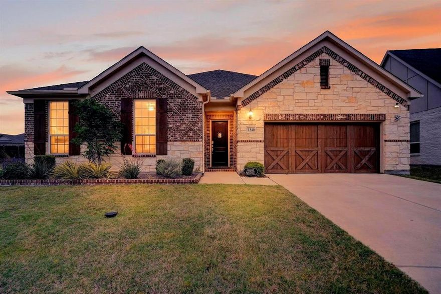 Beautiful 1-story home on a corner lot—must see! This well-maintained 3,012 sq ft home offers 4 bedrooms and 3 baths, featuring a brick and stone exterior, front-facing garage, wood fencing (recently painted), and a covered front and back porch.

The open-concept layout offers a blend of tile and carpet flooring, with abundant natural light throughout. The spacious kitchen includes stainless steel appliances, leathered finish granite countertops, double ovens, a built-in microwave, and a large island with a sink and seating. Additional highlights include an eat-in dining area, decorative glass cabinetry, and a custom barn door leading to the walk-in pantry.

The primary suite is generously sized and features dual sinks, a walk-in shower, separate large soaking tub, and a walk-in closet. Three additional bedrooms and two full bathrooms provide ample space. Two flexible rooms are currently set up as a study and office.

Additional features include a laundry room with counter and storage space, as well as a garage with built-in storage cabinets.

Enjoy community amenities such as two pools, a fitness center, clubhouse, volleyball court, and playground. Close to Lake Lewisville

Updates include a New roof (2024) New screens. New gutters, Solar pathway lighting, patio pavers And New Comfort height toilets throughout (2024) And a new garbage disposal THIS HOME HAS A 5.75 ASSUMABLE LOAN for Veterans with a VA entitlement
.