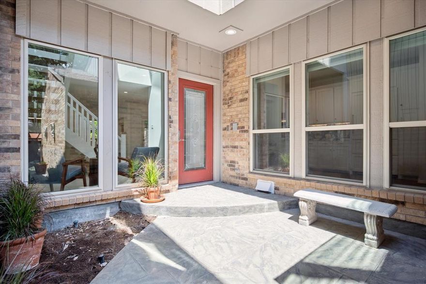 Ultra Sophisticated & Recently Remodeled! This stunning home blends modern luxury with timeless elegance, featuring soaring ceilings, abundant natural light, and courtyard views that evoke the charm of New Orleans. The open, flowing floorplan is anchored by a chefs kitchen reconfigured with precision: a 36 inch Miele gas cooktop with Viking downdraft, Miele double ovens, paneled Sub Zero refrigerator freezer, Bosch dishwasher, and Insta Hot water. Custom soft close cabinetry is finished with designer hardware, while dramatic Lilac Classic Extra marble countertops and full backsplashes make a bold statement. A large stainless sink with integrated accessories and LED under cabinet lighting complete this dream space. 
The primary suite is a true retreat, offering a sitting area, dual custom walk in closets, and a spa like bath with porcelain tile, his and hers vanities with Taj Mahal countertops, Brizo faucets, lighted defogging mirrors, a freestanding soaking tub, and a frameless glass shower with thermal mixer, rainfall, and hand shower. The secondary suite is equally refined with a new vanity, deep soaking tub, porcelain tile, and skylight. Additional highlights include all new LED lighting, modern ceiling fans, beautiful wood and tile flooring, a dramatic open tread white oak staircase, designer fireplace surround, Hunter Douglas shades, and a loft with built ins under natural skylights. The peaceful stamped concrete patio with planter beds invites outdoor living, while the oversized garage easily accommodates a full size crew cab truck. Miele washer and dryer, refrigerator and freezer in garage, and full sprinkler system are included.  Every detail from Toto toilets to Baldwin hardware reflects thoughtful design and high end finishes, creating a home that is both sophisticated and welcoming.