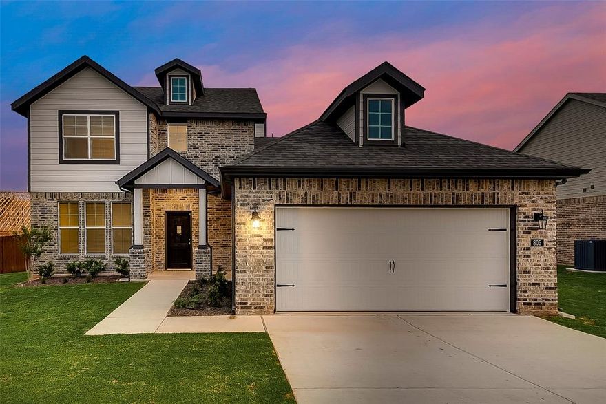 The kitchen, dining area, and family room come together, each with a dedicated space but no walls to divide them—perfect for togetherness. Get creative in your smartly appointed kitchen, including a center island, granite countertops, walk-in pantry, decorator cabinets, and stainless steel appliances. When you need a break from that togetherness, it’s just a few steps to the owner's suite, which we situated on the first floor for privacy and convenience. Your retreat occupies one side of the home, in true suite style. Unwind in an oversized bedroom where you can view your backyard, maybe from a sitting area. The owner's bath is styled with dual, but separate, vanities, a soaking tub, walk-in shower, and a private water closet. Your walk-in closet features our higher standard for closet organization. If all this space is quite enough, we’ve included a flex room off the foyer, with a double-door entry.