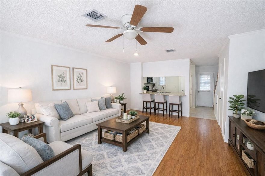 Take a look at this great townhouse. Newly remodeled kitchen with granite countertops, freshly painted cabinetry, and a great space for bar stools at the counter—perfect for casual dining and entertaining. Live easy and love where you live in the heart of Euless, just steps from Bob Eden Park. Located in the charming Village in the Glen and within sought-after Grapevine-Colleyville ISD, this beautifully maintained 2-bedroom, 1.5-bath townhouse offers comfort, style, and convenience. Luxury vinyl plank flooring, modern lighting, and a smart two-story layout create an inviting feel, with a spacious living and dining area downstairs and two generously sized bedrooms upstairs, including a relaxing 15x10 primary suite. Enjoy an active, low-maintenance lifestyle with miles of scenic walking and biking trails, a community pool, and nearby parks. HOA dues cover water, sewer, exterior maintenance, pest control, and more. Convenient access to shopping, dining, and major freeways.