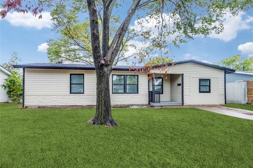 Gorgeous recently renovated 4 bed 2 bath! This home will feel brand new to you, from the brand new roof all the way to the new luxury vinyl plank flooring. The open living and dining area offer tons of natural light and space, perfect for hosting friends or family. The kitchen features new luxury upgrades including brand new white cabinets with brass handles, new stainless steel appliances, and quartz countertops. Both bathrooms feature a brand new tub in one, and a standing shower in the other. Both bathrooms also feature new vanities, backsplash, and brass finishes. Enjoy the covered back porch, rain or shine, all year long! Make your offer today!!