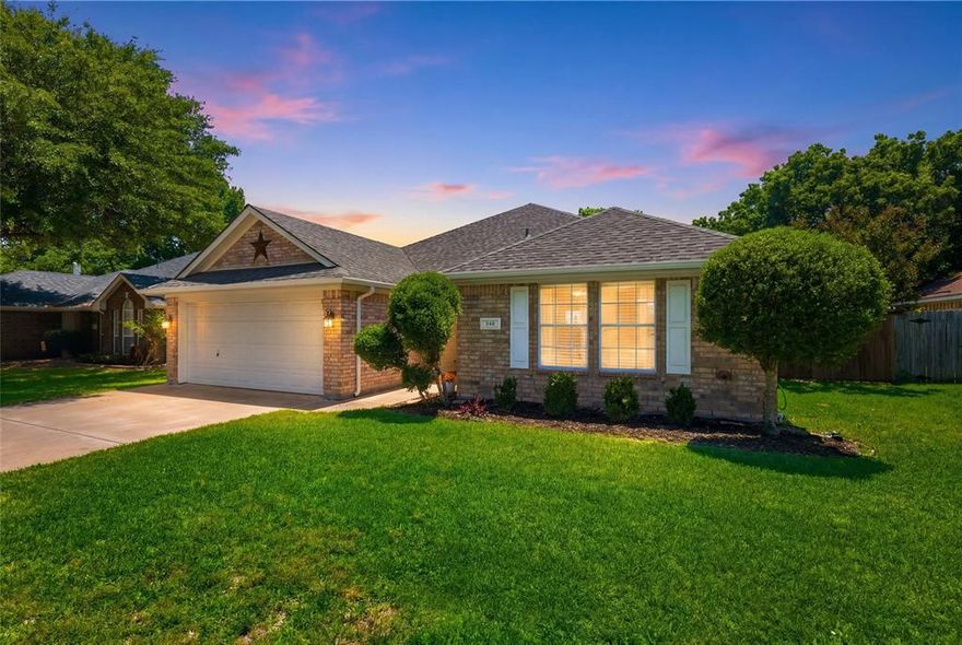 Don’t miss this move-in-ready, single-story home in Burleson’s established Gardens subdivision, offering 4 bedrooms, 2 baths. The open living, dining, and kitchen layout creates a comfortable gathering space where everyone can stay connected, whether you’re hosting friends, helping with homework, or enjoying a quiet evening at home. The split-bedroom arrangement offers added privacy for the primary suite. Recent updates include roof and gutter replacement in August 2025, electric range replaced in 2026, and recent interior paint in the main living areas. Situated on a generously sized lot, the backyard offers plenty of room to relax or entertain with both covered and open patio areas, a mature shade tree, updated fencing, and a storage shed for added convenience. The 2-car attached garage, neighborhood sidewalks, and convenient access to shopping, restaurants, parks, and walking trails add to the appeal. Easy access to I-35 makes commuting more convenient, and H-E-B is just a short drive away. This home offers a comfortable blend of practical updates, functional space, and a convenient location in the desirable Burleson ISD.