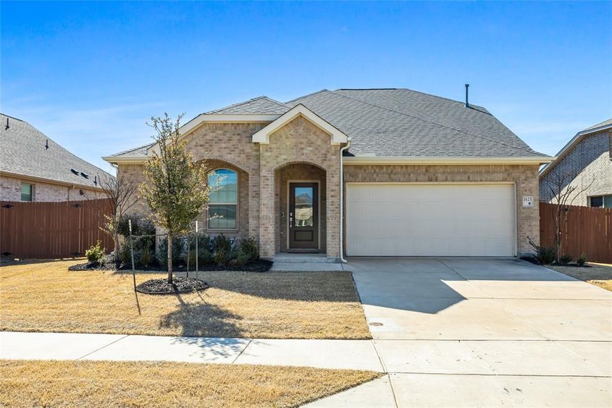 Like-new Northeast-facing home with abundant natural light and a balanced layout. 4 bed, 3 bath, 2-car garage home with 2,176 sq ft, completed Dec 2022 and loaded with upgrades on a premium oversized yard, high ceilings, formal dining, white quartz counters, and laminate, vinyl flooring throughout 1st floor (no carpet).  Spacious primary suite offers walk-in shower, dual vanities & large walk-in closet. Upstairs features a large 2nd living area—ideal for game room or media space. Enjoy the covered patio with HOA-approved patio shades, solar fence lights, upgraded roof vents, and full gutters. Roof shingles + gutters installed Sept 2025. Short walk to Crandall Middle School!