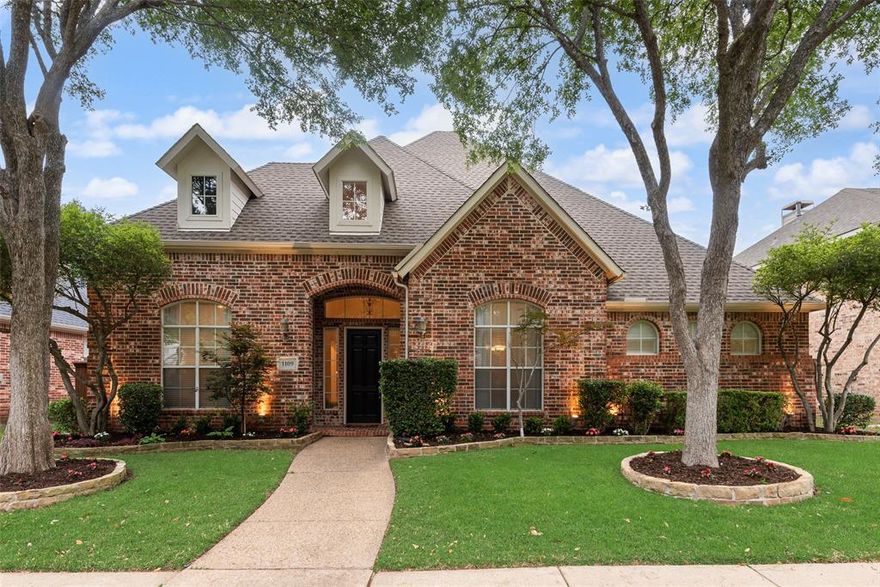 Twin Creeks Huntington home on a quiet cul-de-sac with a primary suite and two additional bedrooms plus two full baths on the first floor. WOW, this is the ONE! Dreaming of a private en-suite retreat tucked away in its own wing? This flexible, beautifully designed, and well-appointed home offers space for everyone. The private en-suite quarters offer endless possibilities for multigenerational living, a private retreat, work from home space, or a personalized flex area to suit your needs.Step inside to a light-filled, open floor plan ideal for both everyday living and effortless entertaining. The spacious living area features a gorgeous fireplace and built-ins, flowing seamlessly into the kitchen complete with a gas cooktop, vent hood, ample cabinetry, generous counter space, and a functional layout for gathering. A butler’s pantry adds extra storage and prep space, and all-surface flooring throughout makes maintenance a breeze. The spacious primary suite provides a peaceful retreat with an oversized shower and jetted tub. Two additional bedrooms and two full baths downstairs create ideal separation for guests or multigenerational living. Upstairs, you’ll find a large game room or flex space, along with two additional bedrooms connected by a Jack and Jill bath. Step outside to a serene, tree-lined backyard where mature landscaping creates a sense of privacy. The covered patio is ideal for morning coffee, evening gatherings, or entertaining, with plenty of room to design your own outdoor oasis. Upgrades included: Roof 2023, New Gutters 2023, Added extra attic storage 2025,Interior Paint 2026 and more! Located in the heart of Allen with award-winning schools, scenic walking trails, parks, golf, and all the amenities that make Twin Creeks, one of the area’s most desirable neighborhoods. Location, charm, flexibility, and value. Opportunities like this in Twin Creeks are rare. Don’t miss your chance to call this incredible home yours!