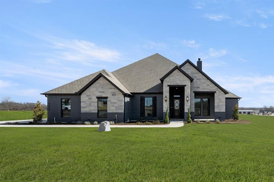 MLS# 21149867 - Built by Brookson Builders - Ready Now! ~ This exquisite single-family residence in Blackstar Estates offers a perfect blend of modern design and comfort. This 2,809 sq ft home features 4 spacious bedrooms and and 4 bathrooms (3 full, 1 half). Enjoy the open floor plan with vaulted ceilings, decorative lighting, and a cozy fireplace in the family room. The eat-in kitchen boasts a kitchen island and pantry, ideal for entertaining. Outdoor living is enhanced by a covered patio. Additional highlights include a 3-car garage, elegant flooring, and a serene lot with ample acreage. Located within the highly-rated Decatur ISD. Don't miss this opportunity to own a gem in a desirable community.