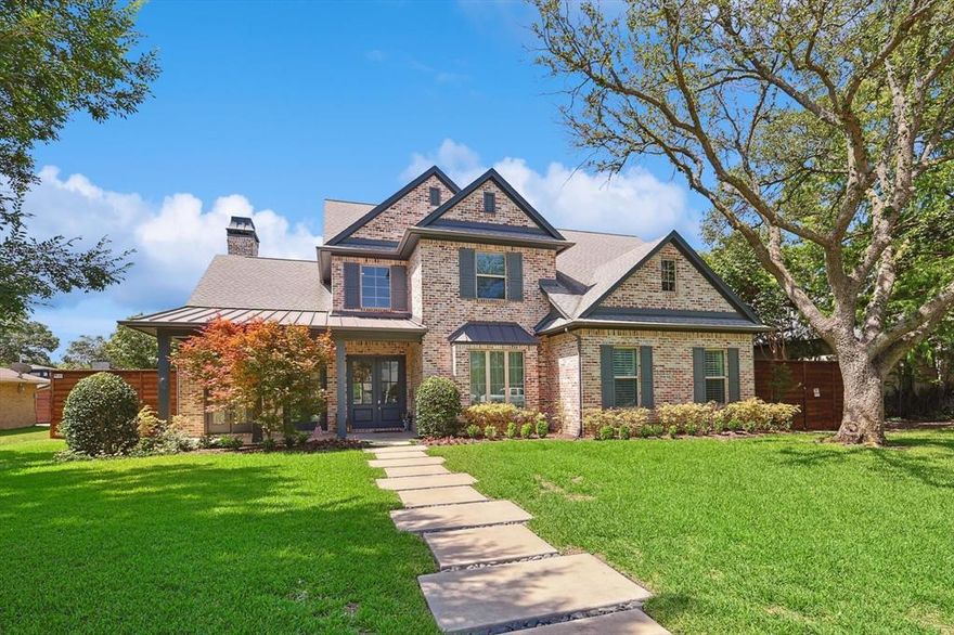 HOME HAS MULTIPLE OFFERS, FINAL & BEST DEADLINE THURSDAY at 12:00 PM.  Tucked away in a quiet neighborhood, this charming home features hardwood flooring and abundant natural light. The open-concept kitchen, adjoined to the living area, includes built-ins and views of the pool-sized backyard. The kitchen boasts a built-in refrigerator, double oven, chef’s range, and oversized island ideal for gatherings. A beautiful study with a wood ceiling adds charm, while the primary bedroom is spacious and complete with French doors leading to a private patio. Located on the second floor is a game room with vaulted ceilings with a wet bar, and a large walkout attic storage space easily convertible into a sixth bedroom, media room, or gym. Located in the prestigious private school corridor, the home is walkable to Jesuit Preparatory and Saint Rita Community Schools, and in close proximity to The Hockaday and Greenhill Schools