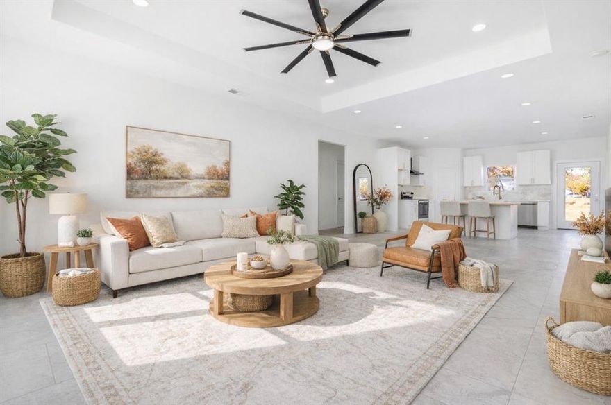 Welcome to this 2025 new construction home located at 101 Baker B Ranch Rd, Trinidad, TX. This modern 3-bedroom, 2-bath residence offers approximately 1,600 sq ft of thoughtfully designed living space. Built by a well-known local builder and situated in an HOA-managed community, the home features brand-new appliances and a bright open-concept floor plan ideal for everyday living and entertaining. Highlights include walk-in closets, a spacious pantry, kitchen island, granite countertops, decorative lighting, luxury primary bathroom, and beautiful designer details throughout. Conveniently located less than five minutes from Cedar Creek Lake, offering easy access to recreation while maintaining a peaceful residential setting.
Seller is offering up to $5,000 toward buyer’s closing costs with acceptable offer.

Floor plan and measurements in pictures.