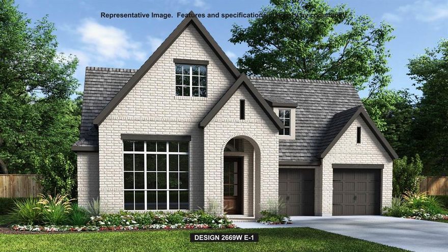 A welcoming front porch opens into an extended entryway boasting a 12-foot ceiling. French doors open into the private home office which features three large windows. Down the hallway you pass the secondary bedrooms which feature walk-in closets and a shared bathroom. As you step into the dining area you are greeted with ample natural light. The family room boasts a wall of windows, a wood mantel fireplace, and tall ceilings. The kitchen hosts an island with built-in seating, a 5-burner gas cooktop, and a corner walk-in pantry. The primary bedroom hosts three large windows and convenient access to the utility room. The primary bathroom has dual vanities, a garden tub, glass enclosed shower, a linen closet, and two walk-in closets. Completing the floor plan is a guest suite with full bathroom and walk-in closet off of the main hallway. Covered backyard patio. Mud room is off of the two-car garage.
