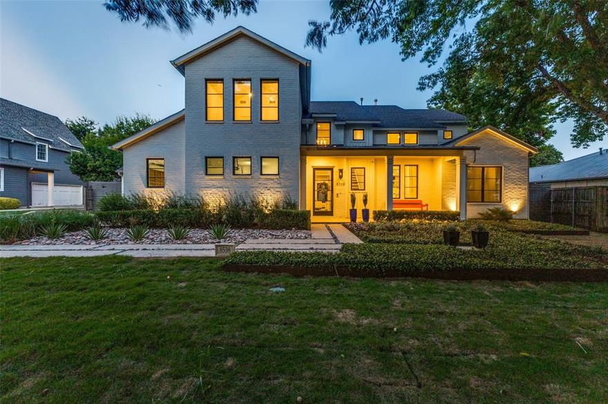 This contemporary farmhouse design nestled on a quiet street and large shaded lot in Forest Hills, only a short stroll from the Arboretum and White Rock Lake, offers both refined family living and entertainment in a bucolic setting.
Once inside you'll find soaring ceilings and a lovely office with built-ins just off the elegant entry. An open floor plan in the heart of the home - a gracious den-kitchen-dining area overlooking the backyard, pool-spa and wrap-around patio with built-in gas grill and gas firepit - practically glows in natural light. The kitchen's custom cabinetry is complemented by Thermador appliances: a six-burner range and griddle; double-ovens; microwave; and built-in refrigerator. A fabulous marble island, large enough to seat six, provides a conversation point in an area warmed by a gas fireplace and enlightened by a wet bar-wine chiller in a delightful corner niche.
The jewel of a plan that fuses function with beauty is the first-floor primary suite: vaulted ceiling, gas fireplace, built-ins, views of the backyard and a spa-inspired bath boasting dual vanities, freestanding tub and frameless glass shower.
Three additional bedrooms - one more downstairs, two up - as well as another room that could be utilized as a nursery, workout room or office accommodate families of any size. A large entertainment area anchors the second floor, which also offers a bonus: a 25 X 22 unfinished room plumbed and ready to be transformed into a media room, workout center or deluxe suite.
The entertainment possibilities are endless out back, where you can take a cool dip, rinse off in the outdoor shower and warm yourself around the gas firepit while the steaks sizzle and you're streaming your favorite show. Or a brisk walk or short drive can take you to the lake and some of East Dallas' favorite haunts. The choice is yours.