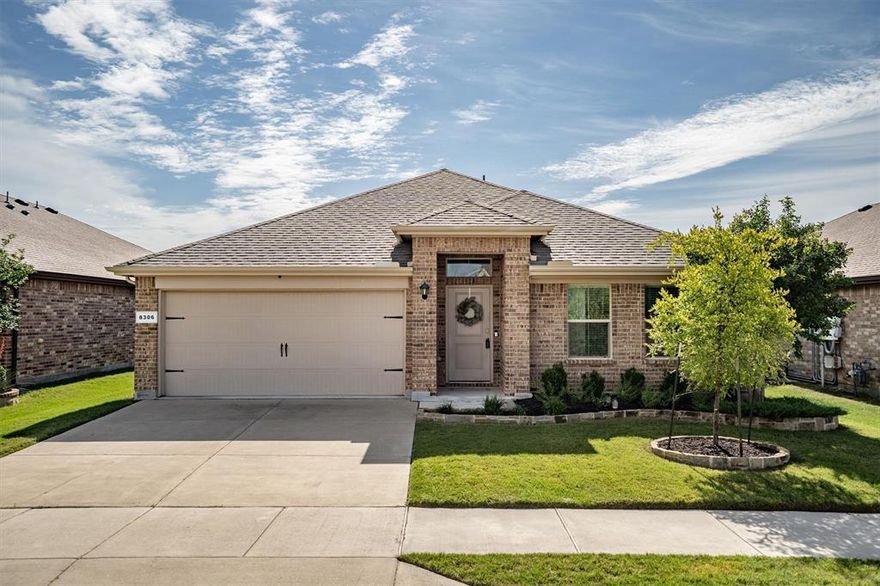 Welcome home! Nestled in Fort Worth, TX and zoned for Eagle Mountain-Saginaw ISD, this charming, low-maintenance home is ready to impress. Fresh brick landscaping beautifully frames the flower beds, creating inviting curb appeal from the moment you arrive. Step inside to discover a thoughtfully designed layout featuring a spacious kitchen complete with a large island, granite countertops, and abundant storage, perfect for both everyday living and entertaining. Just across from the kitchen, the living room offers a versatile and comfortable space ideal for relaxing evenings or gathering with friends and loved ones. This home is thoughtfully upgraded with modern conveniences, including Jellyfish lighting for customizable exterior ambiance, new ceiling fans throughout, new toilets, and added glass break detectors for enhanced security and peace of mind. The primary suite is a peaceful retreat, designed for rest and relaxation, with an ensuite bathroom that includes dual sinks and a luxurious garden tub. Three additional bedrooms provide flexibility for loved ones, a home office, or even a workout space to fit your lifestyle. Out back, the yard is full of potential for outdoor upgrades, gardening, or creating your own private oasis. A convenient storage shed adds extra functionality and space for tools or hobbies. This home blends comfort, practicality, and thoughtful upgrades, don’t miss your chance to make it yours!