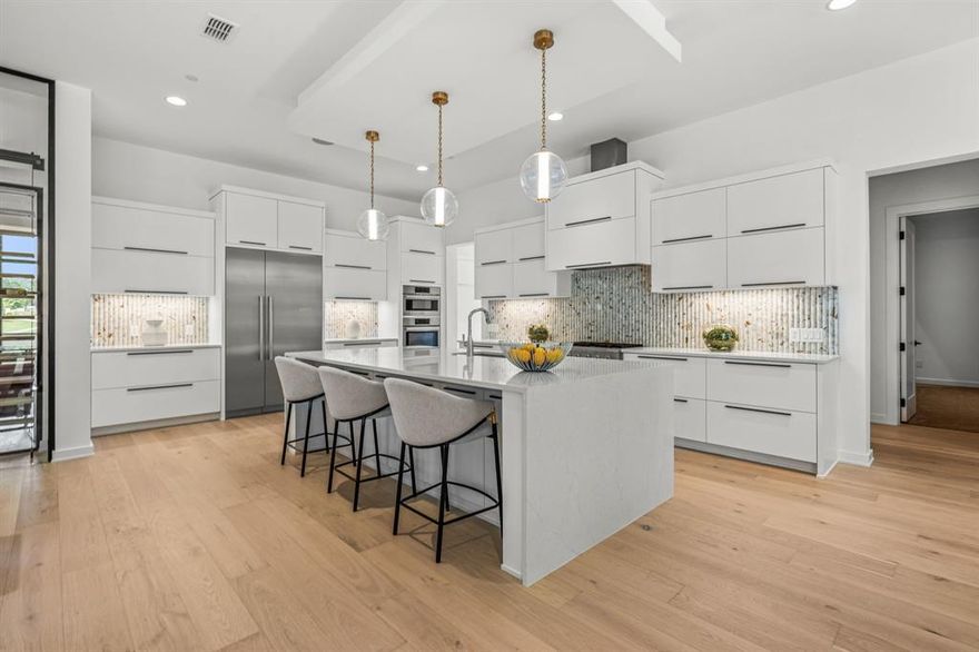 LISTED BELOW APPRAISAL.!! Built by Calais Custom homes this stunning home is nestled within Southlake's exclusive Crescent Heights gated community, This property boasts 5 bedrooms, 6 baths, and 4-car garage. Recent upgrades have further enhanced its charm, with the introduction of new Ann Sacks backsplash and meticulously crafted light fixtures adding a touch of elegance. The main floor features a gym, media room, and glass-enclosed wine sanctuary with ample space to accommodate 144 bottles of fine wine. A true marvel, this kitchen features top-notch Bosch appliances, a generous waterfall Quartz island, and extra prep kitchen for added convenience. Noteworthy are the grand 10-foot sliding Pella doors leading to a resort-style outdoor haven with a modern pool and ample grassy areas. Enjoy the two opulent primary owner suites, one on each level, promising unparalleled comfort. This masterpiece is situated within the exceptional school district of CISD.