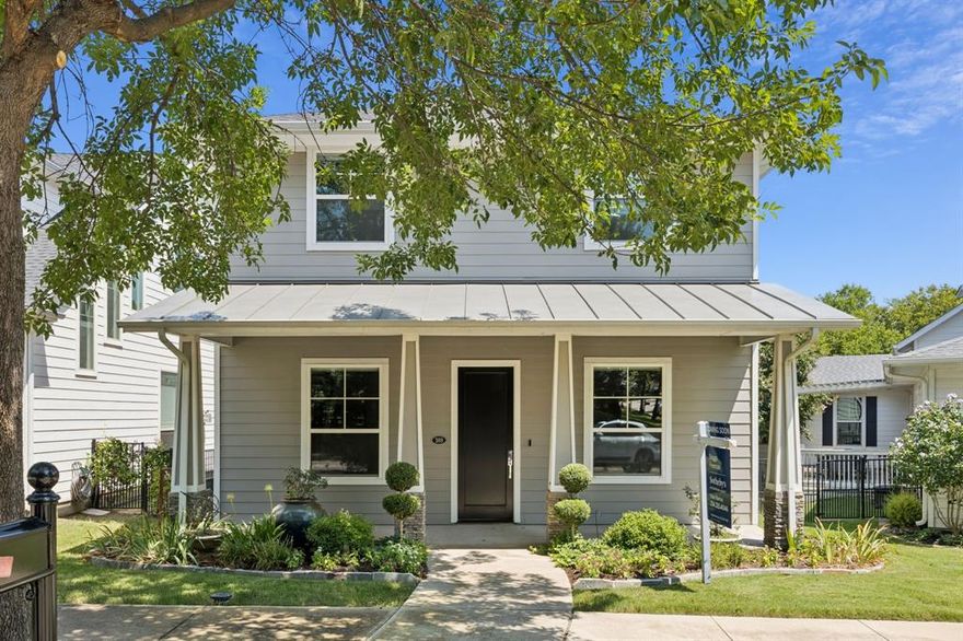 Charming Cozy Craftsman located in Park Place featuring 3 bedrooms and 2.5 baths. A wide covered front porch leads to an open, light-filled floor plan with hardwood flooring throughout the main living areas, custom Lutron power window shades, and a floor-to-ceiling modern stone fireplace in the living room.

The kitchen offers black countertops, clean white backsplash and a stone center island, floating vent hood, gas cooktop, stainless steel appliances, and windows above the sink that provide abundant natural light.

The first-floor primary suite includes a walk-in closet and an ensuite bath with a large walk-in shower, rainfall showerhead, and contemporary tile finishes. The laundry room features built-in mudroom-style storage. The garage includes tall ceilings, epoxy flooring, and additional storage space.

Upstairs are two spacious bedrooms, a full bath, and a flexible game room. Enjoy outdoor living on the wide covered back porch. Neighborhood amenities include a treed park area on the street, a community pool, and proximity to Harry Myers Park. Located less than one mile from Downtown Rockwall with shopping and dining options.