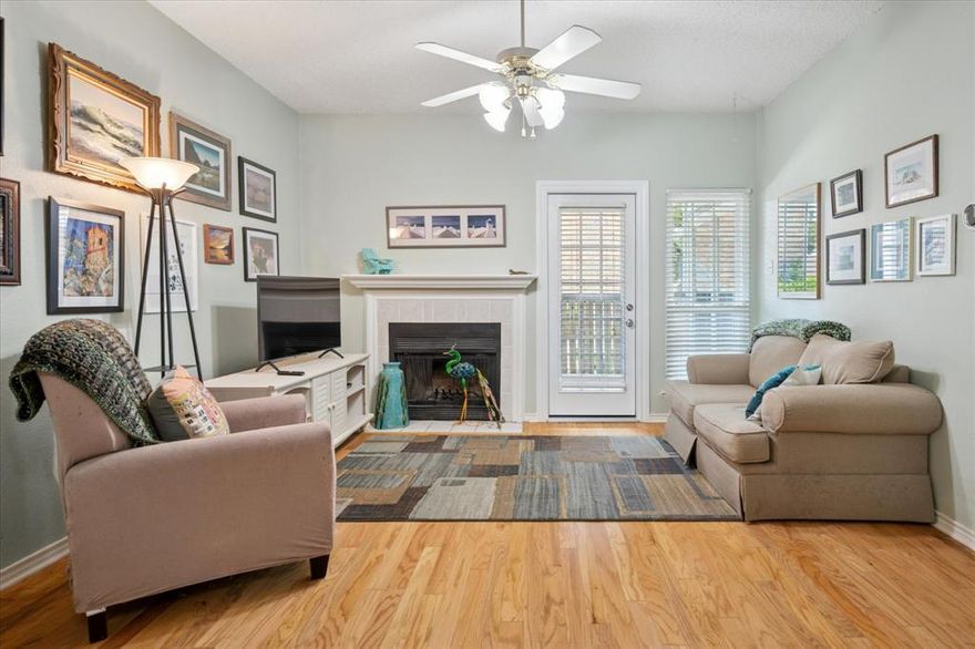 Near Addison’s Belt Line Road dining district * First-floor condo * Quartz kitchen * Fireplace * Private patio

In Carrollton just minutes from the Addison dining & entertainment district, this updated first-floor condo offers a combination of modern upgrades, functional layout, and convenient access to major North Dallas destinations. With Belt Line Road restaurants, coffee shops, retail, and offices nearby, the location provides easy access to one of the area’s most active commercial corridors while maintaining a quieter residential setting.

Inside, the remodeled kitchen features quartz countertops, contemporary cabinetry, and a layout that connects to both the dining area and the living room. The open flow creates a comfortable space for daily living as well as casual entertaining.

The living area includes wood flooring and a wood-burning fireplace that anchors the room and adds character. Pella windows throughout the home improve energy efficiency while bringing in natural light.

The bedroom includes a walk-in closet and a window bump-out that provides additional usable space—ideal for a desk, reading nook, or plant area. The full bathroom features updated finishes and built-in storage.

A dedicated laundry room with full-size washer and dryer hookups offers convenience rarely found in many condos of this size.

Outdoor living is provided by a private patio just off the living area, creating a quiet space for morning coffee or evening relaxation. An exterior storage closet adds practical storage space without taking up interior square footage.

Residents enjoy assigned covered parking and access to a community pool surrounded by mature trees & landscaped green space.

Convenient access to Marsh Lane, Belt Line Road, and major commuting routes connecting Carrollton, Addison, and North Dallas employment centers, this condo presents a practical opportunity for owner-occupants or investors seeking a low-maintenance property in a central location.