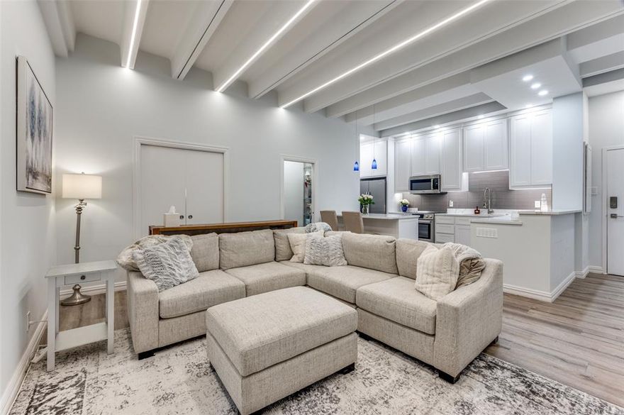 Beautiful one bedroom unit in the historic Preston Towers, completely updated and stunning. Light and bright with wood flooring, stone countertops, and decorative lighting throughout. Large living and dining area, features a small desk area for work at home, an eat in kitchen counter and lots of natural light. The bedroom and bath are large, with two walk in closets and a large shower. Window coverings, as well as a refrigerator and washer dryer. The HOA INCLUDES JUST ABOUT EVERYTHING. All bills, internet, HVAC maintenance, 24 hour security, private parking space, library, party room, pool, tennis and pickleball courts, a gym, dog park, a coffee shop, and even the best neighborhood bar on the lobby floor. Across the street from the best dining and shopping in Dallas and close to all major freeways and airports. This is a fabulous opportunity to live in an iconic building and in a condo that is simply beautiful. Come and see it today, this one won't last long!