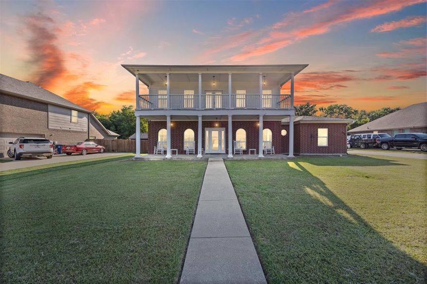 This spacious 5-bedroom, 4-bathroom, and home office offers room to spread out while featuring unique architectural touches that set it apart.

The first thing you’ll notice is the huge front balcony—a rare and eye-catching feature, perfect for morning coffee, evening relaxation, or simply enjoying the view. Step out back and you’ll find a second private balcony, overlooking the yard and creating the ideal spot for outdoor entertaining or quiet getaways.

Inside, the home boasts an open-concept layout filled with natural light, a functional kitchen with plenty of storage, and large living and dining areas designed for both daily living and hosting. The primary suite is a retreat of its own, while the additional bedrooms and multiple living spaces offer flexibility for family, guests, or a home office.

With 4 bathrooms, everyone enjoys convenience and comfort. The spacious backyard provides even more room for gatherings, BBQs, and playtime under the Texas sky.

Located in the heart of Ennis, you’ll be close to schools, shopping, dining, and have easy access for commuting.