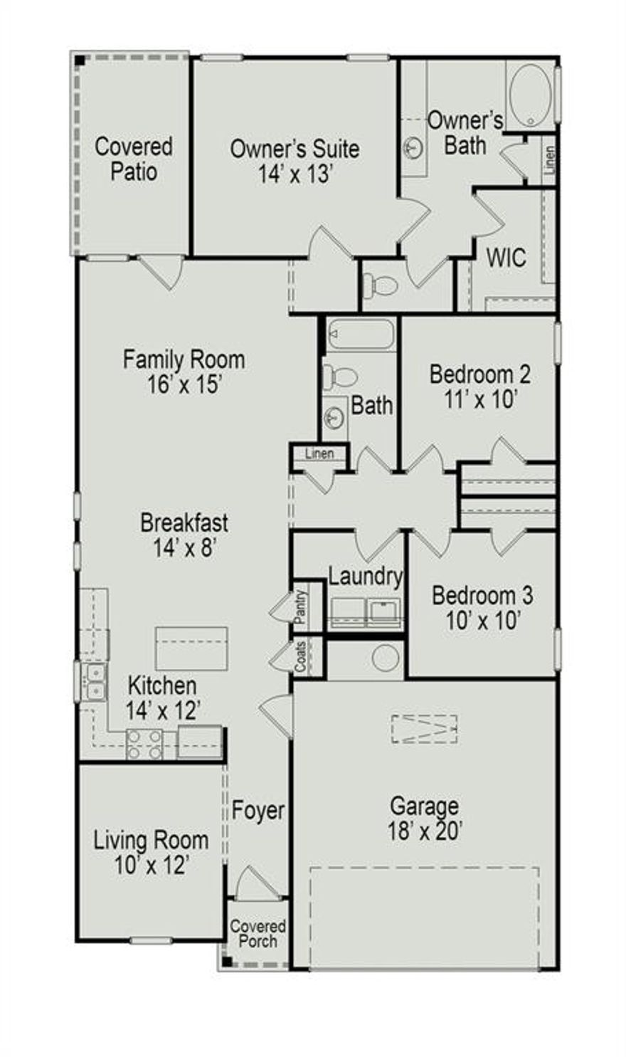 MLS# 21279121 - Built by Smith Douglas Homes - Jul 2026 completion! ~ The Kettering II is a single-story home featuring three bedrooms and two full bathrooms. An open-concept kitchen, breakfast, and family room are at the heart of this efficient plan, while the bedrooms and bathrooms afford privacy, especially the primary suite at the rear of the home. The formal living room at the front of the home can be optioned into a home office,study or a formal dining room. A large covered rear patio completes the Kettering II, making it the perfect plan for a family looking to enjoy every aspect of their new home.