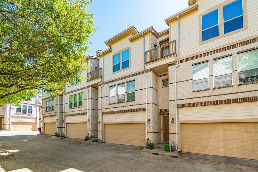 Three story townhouse style condo located in a gated community offering comfort, convenience, and low maintenance living in the heart of the city. HOA dues include exterior insurance and community maintenance, providing peace of mind and simplified ownership. The flexible layout is ideal for a variety of living arrangements. The second bedroom is located on the ground floor with a full bath, making it perfect for roommates, guests, or a private home office. The entire third floor is dedicated to the spacious primary suite, creating a true retreat with an additional flex space that can easily function as an office, media room, or personal gym. Brand new fridge and washer and dryer included! Enjoy the best of both worlds with a calm neighborhood setting while remaining close to everything the city has to offer. Conveniently located just a 6 minute drive to Love Field, 10 minutes to downtown Dallas, and only 5 minutes to the medical district, this home is perfectly positioned for commuters, medical professionals, and anyone seeking easy access to major employment and entertainment centers.