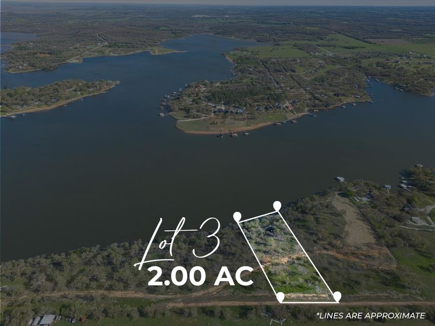 Come live the Lake Life on Lot 3 at Carter Heights. With its sweeping view of the lake, plentiful oak trees, and rocky bluffs with deep water access.

Located on Lake Amon Carter near Bowie Texas, Carter Heights is a lakefront community offering a limited number of build-to-suit lots. All properties offer either dock-able direct property lake access or convenient access to public dock facilities. Enjoy a serene setting with small-town feel near a golf club – an ideal place to build the lake home you’ve always dreamed of owning. Whether this is your getaway or your year-round home, you’ll love living the lake life in Carter Heights. WATER AND ELECTRICITY AVAILABLE!!