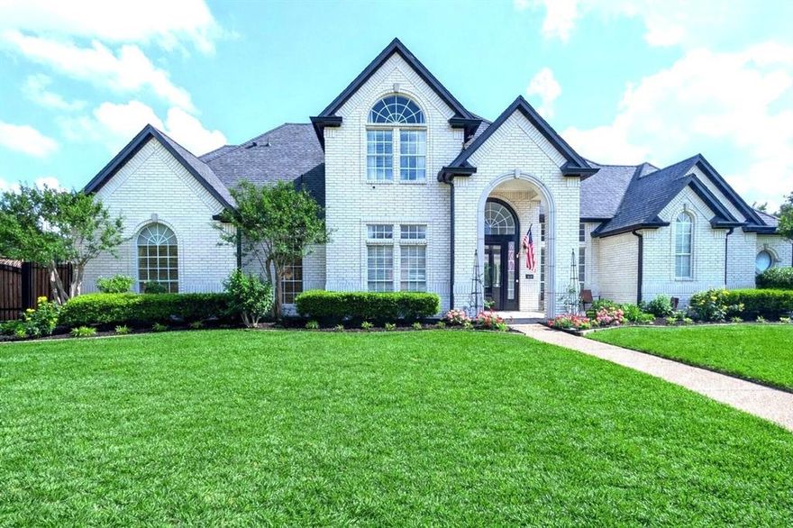 COUNTRY CHARM IN THE CITY - STUNNING KELLER HOME! Nestled in highly desirable Glen Forest community, this home on over half and acre lot sits in a peaceful, established setting with a single point of entry-providing privacy and minimal traffic. Enjoy breathtaking views through tall windows, beautiful landscaping, fruit trees, & neighboring farmland. • Gourmet kitchen with center island, gas cooktop, double convection ovens, large walk-in pantry, & breakfast nook. Fridge & freezer included. • Primary suite retreat located on the 1st floor with sitting area overlooking the pool, dual walk-in closets, & renovated bathroom with soaking tub & 2 vanities. • Downstairs, a guest bedroom & full bath, plus an office with half bath, add flexibility for family or visitors. • Upstairs, 2 bedrooms connected by a Jack-and-Jill bath, large game-media room that can be used as 5th bedroom with its own bath. • Expansive backyard with covered patio, pergola, in-ground salt-water pool, firepit, raised garden beds, & 3 sheds. The backyard offers a serene, open setting- perfect for relaxing or unwinding in your own private oasis. • Formal living & dining rooms, oversized family room with gas fireplace. Large statement mirror in the formal living room stays with the home. • Upgrades throughout: hardwood floors, stainless steel appliances, LED lighting, waterproof LVP, custom built-ins, reverse osmosis water filtration system, brand new Navien tankless water heater, Class IV impact-resistant roof, gutters with screen guard, security glass storm door, new pool pump motor, 50 AMP power receptacle. Security camera systems - leased & negotiable. • Expanded gated driveway offers additional parking & outdoor activities. Located in award-winning Keller ISD with easy access to DFW Airport, dining, & shopping. It offers the perfect blend of space, luxury, & lifestyle. All info incl. schools & square footage should be independently verified by buyer. Some images may include virtual enhancements.