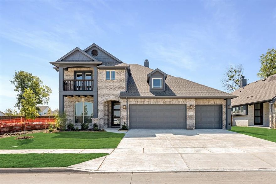 *Free Fridge AND Blinds PLUS $10K towards closing costs regardless of lender! MUST CLOSE BY NOVEMBER 30th!* NEVER LIVED IN NEW BUILD, Move-in Ready NOW! Our Dewberry III plan seamlessly blends elegance and practicality, featuring a Jack-and-Jill Bath upstairs and a covered balcony off the Game Room, creating three distinct outdoor living spaces for added enjoyment. The contemporary layout offers 5 bedrooms, 3 full baths, a powder bath, and a versatile Game Room surrounded by four secondary bedrooms—ideal for both everyday living and entertaining. Set on an oversized interior lot with an all-brick facade and a 3-car garage, this home exudes curb appeal and functional design. Inside, rich Engineered Oak floors flow throughout the first-floor common areas, leading you into the Deluxe Kitchen, where custom cabinetry is paired with Quartz and Granite countertops, a wood vent hood, gas cooktop, pot and pan drawers, and stainless steel appliances. The Family Room is warmed by a dramatic Tile-to-Ceiling Fireplace, while a sleek horizontal stair railing adds a modern touch to the open-concept layout. The Primary Suite is a serene retreat, featuring a garden tub, separate shower with Porcelain marble-look tile at Bath 1, dual sinks, and a spacious walk-in closet. Step out to the extended patio, where a gas drop is ready for outdoor grilling. Additional conveniences include a tankless water heater, gutters, and an impressive 8' front door—all wrapped within an amenity-filled community offering a clubhouse, trails, playground, and more. This home is a perfect blend of comfort, style, and thoughtful upgrades.