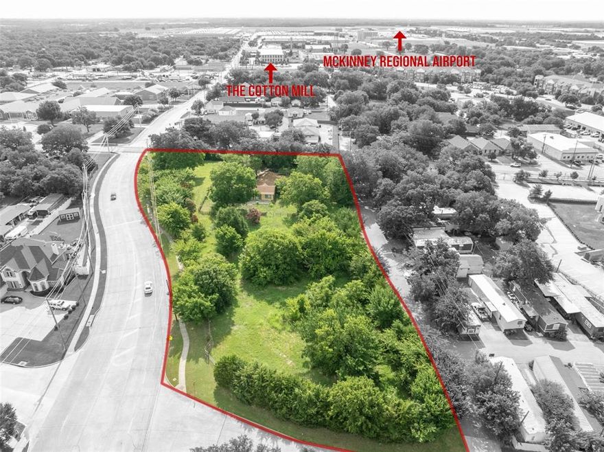 Fantastic opportunity to own and develop prime property located in the heart of Mckinney! The is a unique parcel of land that is practically it’s own island surrounded by 4 streets giving easy access on all sides from Wilson Creek Pkwy, S. Tennessee, S. Kentucky St and Angela St. Two concept plans have been drawn up for this property and are available in this listing. There is a home currently on the property with 1540 sq ft, 3 beds and 2 baths. Perfect opportunity to tear down and develop this land! This property is 1.9 miles from the Mckinney Municipal Airport and only 1 mile from Mckinney Square making this an excellent location with proximity to restaurants, bars, shops and quick access to main highways. Call listing agent to make an appointment or book on Broker Bay!
