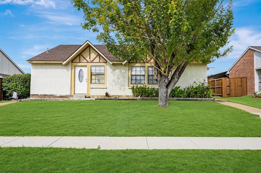 Gorgeous updated half duplex in great location. Just minutes from Hwy 121 and Grandscape, shopping and restaurants. Updates include all new luxury vinyl flooring throughout, ceramic tile, new refrigerator, new bathtub and shower in master bedroom, fence.  Kitchen is open to living room with ceiling fan.  Two sliding glass doors give access to open courtyard and patio.  Storage shed in back of house.