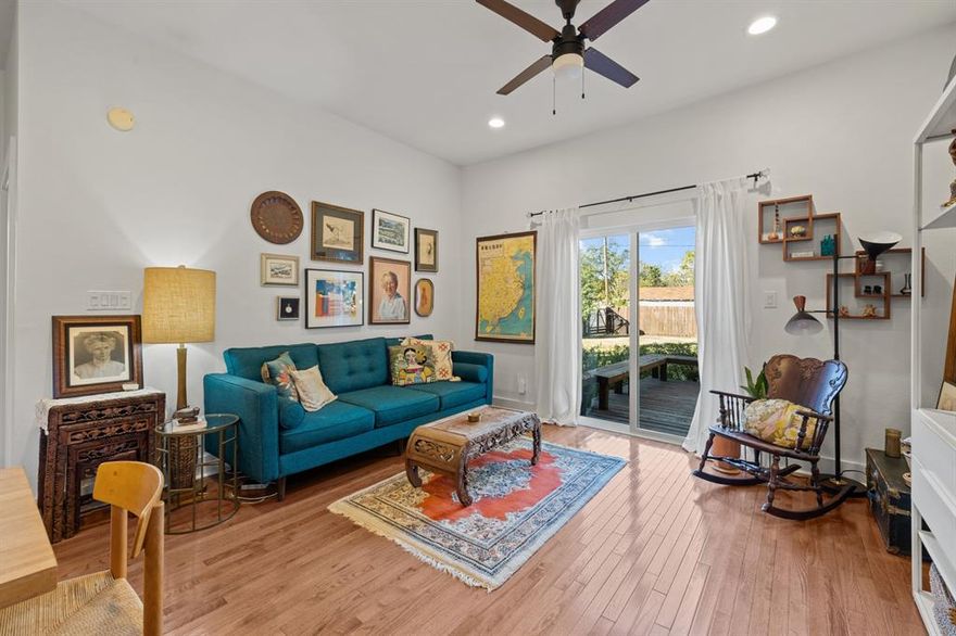 Situated on an oversized corner lot, this adorable Sunset Hill cottage has all of the charm! The home was thoughtfully converted into two units in 2017, each with one bedroom, a living area, kitchen, full bathroom, & its own entrance. Connected through a full-size laundry room, it's perfect for a multi-generational household, investor, or roommates. Each unit has updated sub-flooring & wood floors throughout & the front unit has new carpet in the bedroom, as well as fresh paint. The exterior of the home was recently painted (2024) & there's a brand new roof (October 2025). The lot has beautiful, mature landscaping as well as a storage shed & flex building in the backyard with electricity & a split unit, perfect for an office or gym. Additional features include: recommended foundation work completed, new washer-dryer to convey (2025), 10 inch blown insulation in attic, solar-powered backyard gate, & wood fence, to name a few. Just minutes from all that Bishop Arts, Trinity Groves, & Downtown Dallas has to offer!