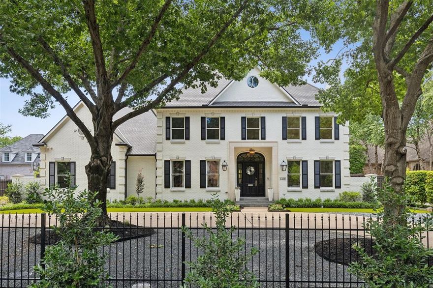Stunning home in the heart of Preston Hollow is perfection! Another $125k in upgrades after a major remodel, this incredible estate has the ideal floor plan for entertaining with newly turfed backyard, plus addl parking and fabulous landscaping added to the front of the home. High ceilings and large formals upon entry bask in natural light from stately windows. Dreamy kitchen with massive marble island and breakfast bar seating for the whole family, Wolf Range, glass and mirrored cabinetry. Spacious breakfast nook in bay of windows and large family room with built-ins, wet bar and wall of French doors with stacked windows. Private master bdrm with doors to backyard, luxurious bath & adjacent secondary closet or study. Upstairs is a large game rm, media room with wet bar and 3 large secondary bdrms w en-suite baths. Backyard features mature trees, sparkling pool, plenty of space, large patio with fireplace & grill station with new grill. 1 new HVAC unit, 12 camera system outside.