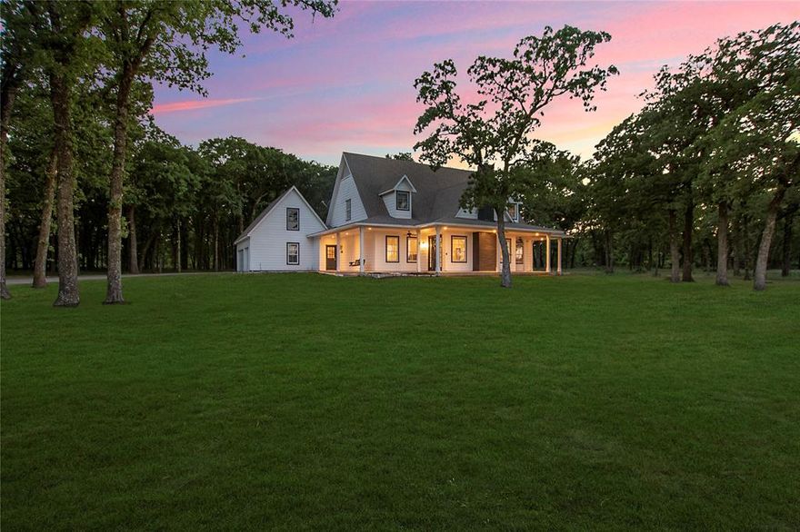 Nestled on acreage in the heart of horse country is perfect for ranch style living. The 3,142 sq ft custom home features 4 spacious bedrooms, 4 bathrooms, and an open-concept layout with vaulted ceilings, wood floors, and a gourmet kitchen outfitted with granite countertops, a large island, double ovens, and an open floorplan. Each room having access to it's own bathroom makes it easy to accommodate guests. Ideal for horse lovers, professionals or hobbyists, the property includes two fully equipped barns with a total of 16 stalls, tack rooms, wash racks, a breeding facility with lab, and an event center that was once a riding arena and could easily be converted back. A stocked pond and mature oak trees create a picturesque outdoor setting, complemented by an outdoor kitchen and fireplace perfect for entertaining. All information deemed reliable but not guaranteed. Buyer and buyers agent to verify all info.