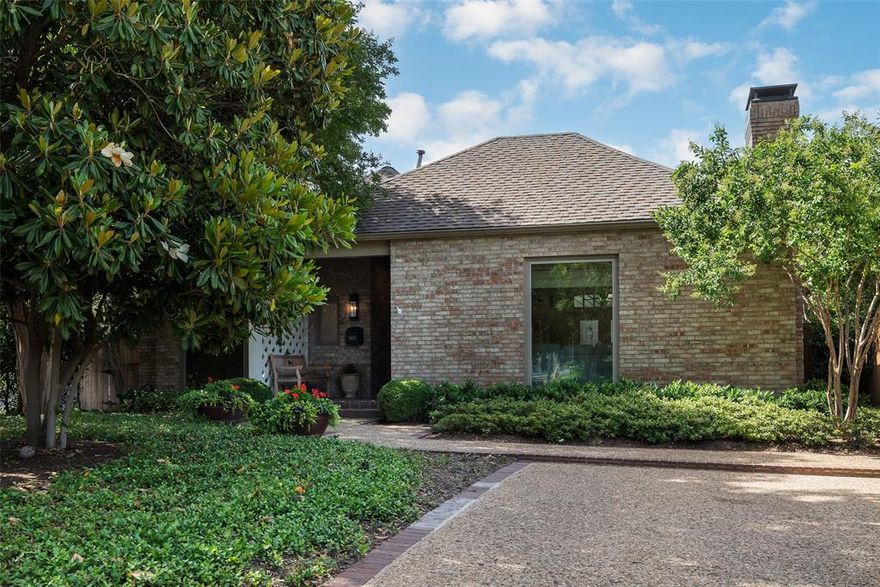 Beautiful Highland Park home built in 1984 and completely updated in 2023 with refined quality throughout. This light-filled floor plan offers ideal spaces for seamless indoor and outdoor living and entertaining. The main floor features a C-shaped floor plan, 10-ft ceilings, and floor-to-ceiling windows overlooking the elegant pool. The inviting entry is flanked by a large formal living room with custom built-ins and a wood-burning fireplace, and a well-appointed office with built-ins and a full bathroom, which can also be used as a guest bedroom. An elegant dining room, complete with built-ins, a wet bar, and a wine refrigerator, creates the perfect space for hosting and leads into the spacious open-concept kitchen and family room, complete with a fireplace. The first floor living areas have French doors opening to the outdoor oasis, bathing the first-floor spaces with natural light. The gourmet kitchen features marble countertops, an oversized island and breakfast bar, stainless steel appliances, and two pantries, all ideal for family meals or hosting festive gatherings. The downstairs primary suite, overlooking the beautiful back yard and pool, includes a marble bathroom with double vanities, a soaking tub and separate shower, and separate walk-in closets. Upstairs, two bedrooms share a Jack-and-Jill bathroom and a patio overlooking the sparkling pool. One of the upstairs bedrooms also leads to a floored attic space, allowing for a potential bonus room or convenient storage. The lushly-landscaped yard includes mature oak trees, a flagstone patio surrounding the pool, and space for an outdoor kitchen and living area. Additionally, there is a two-car garage with epoxy flooring and built-in storage.