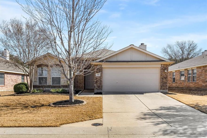 Beautifully maintained 4 bedroom, 2 bath former model home located in highly sought after Wynngate in McKinney and zoned to acclaimed Frisco ISD. Ideally positioned between McKinney and Frisco, this prime location offers easy access to Highway 121, shopping, dining, and everyday conveniences including HEB just minutes away. Walking distance to Gabe Nesbitt Community Park with trails, sports fields, playgrounds, and recreation amenities, this home truly offers a lifestyle location. From the moment you arrive, you will notice the great curb appeal, mature landscaping, and classic brick exterior. Inside, charm and functionality blend seamlessly with an oversized living room featuring a cozy gas fireplace and flexible space that can serve as formal dining, a playroom, or a home office. Plantation shutters add character to the front bedroom, and large windows throughout fill the home with natural light. The open concept design flows into a spacious kitchen complete with a large island and breakfast bar, ample cabinet and counter space, pantry, and plenty of room for cooking, gathering, and entertaining. This is truly an ideal floor plan for hosting. The spacious primary suite offers a private retreat with dual sinks, garden tub, separate shower, and a generous walk in closet. The split bedroom layout provides privacy from the secondary bedrooms, and one secondary bedroom offers a unique setup ideal for older teens or multigenerational living. Step outside to a spacious backyard with extended patio and a storage shed with electric. As the original model home, the shed is permitted and offers exceptional storage or the perfect workshop or man cave space. Additional upgrades include a Trane high efficiency HVAC system for year round comfort. Wynngate residents enjoy a community pond, playground, and walking and jogging paths, all within a low HOA community and top tier Frisco ISD. With charm, functionality, and an unbeatable location, this home is truly a gem.