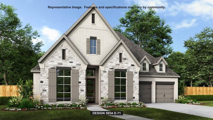 Welcoming entryway with 12-foot ceiling leads into spacious family room with cast stone fireplace and wall of windows. Dining area flows into island kitchen with built-in seating space and walk-in pantry. Large game room with French door entry just off the family room. Primary bedroom with three large windows. Primary bath includes dual vanities, a freestanding tub, separate glass-enclosed shower, linen closet, and two walk-in closets. All secondary bedrooms are guest suites with walk-in closets. Additional linen closets, powder room, and utility room complete this spacious design. Covered backyard patio. Mud room. Three-car garage.
