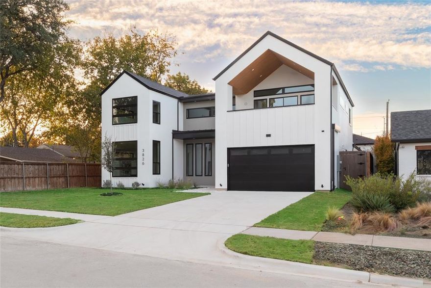 Elegantly sophisticated new construction by Avant Group in the heart of Midway Hollow. This modern residence showcases refined design with warm tones and designer curated finishes throughout. The two-story entry creates an immediate sense of openness, leading into the spacious living room with white oak hardwoods, a sleek gas fireplace, and large windows overlooking the backyard. The open kitchen features Mykonos Quartzite atop custom cabinetry, a 48in built-in Café® refrigerator, Café® gas range, dry bar with wine cooler, floating wood shelves with LED lighting, and an oversized walk-in pantry with additional cabinetry and chopping-block prep area. The first-floor primary suite is privately situated and offers a spa-like bath with Ocean Wise Quartzite atop the floating double vanity, freestanding vessel tub, oversized rainfall shower, and a large boutique-style closet. Also on the main level are a guest bed with en-suite, statement powder bath with Bianco Giola Marble countertop & splash, and a covered patio ideal for year-round use. Upstairs includes three en-suite bedrooms and a generous game room with a built-in wet bar. Thoughtful design continues throughout with clean lines, abundant natural light, and elevated fixtures. Additional features include Control4® Smart Home wiring, smart lighting, speaker and camera pre-wiring, piered-slab foundation, full foam insulation, two tankless water heaters, and the Maverick® 1-2-10 Builder’s Warranty for added peace of mind. 3826 Seguin Dr delivers modern elegance, quality construction, and timeless Avant Group craftsmanship in a premier Midway Hollow location.