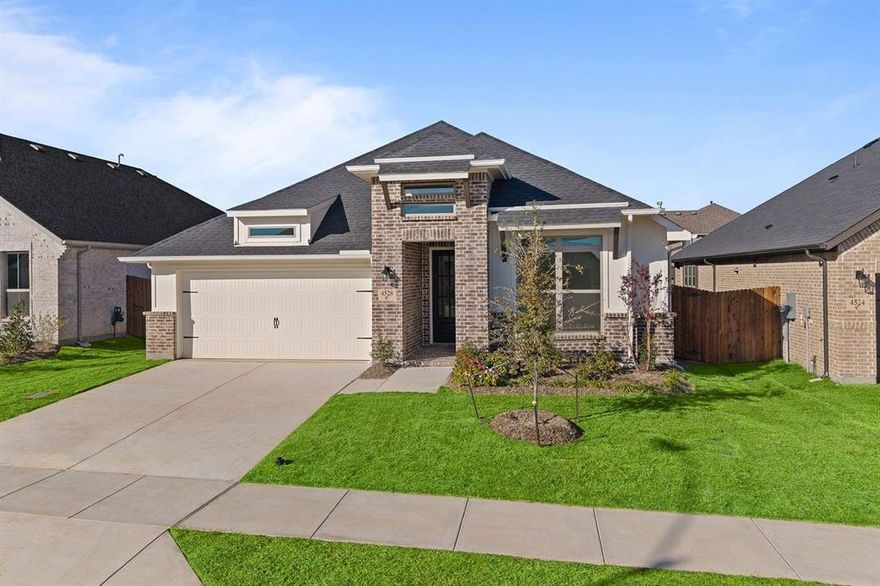 MLS# 20985449 - Built by Coventry Homes - Const. Completed Oct 31 2025 ~ Step into wow with this modern, jaw-dropping front exterior elevation—a true head-turner from the curb. This beautifully designed 4-bedroom, 3-bath home includes a private study and a spacious 2-car garage, offering over 2,300 sq ft of luxurious living space. Love to entertain? You’ll be drawn to the huge covered patio, perfect for gatherings or quiet evenings under the stars. Inside, the luxury vinyl plank flooring flows seamlessly from the grand entrance to the inviting great room, enhanced by warm, earthy tones that feel both cozy and elegant. The heart of the home is the gourmet kitchen, where a large kitchen island with natural stone counters takes center stage—complete with a chic farmhouse-style sink that’s as functional as it is beautiful. Whether you're cooking up a storm or chatting with guests, you’ll love how open and connected everything feels. Visit Coventry Homes at Hulen Trails today—this one won’t last long!