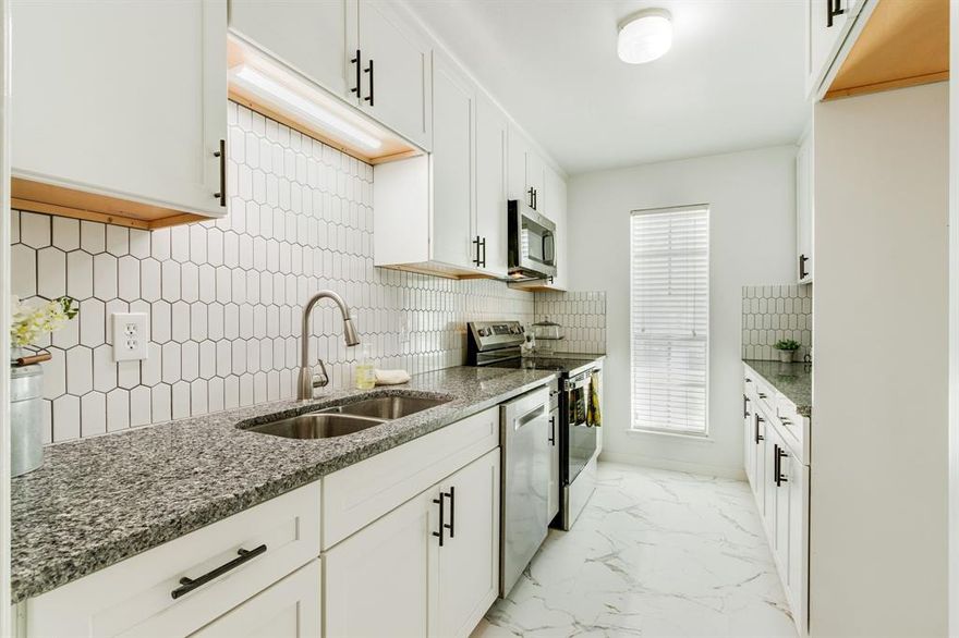 Move-In Ready Condo in a Prime Dallas Location! Welcome to 6023 E. University #204B, a bright and inviting 3-bedroom, 2-bath condominium offering modern updates and an excellent location. This second-floor unit has been freshly painted and is filled with natural light! The updated kitchen features granite countertops, stainless steel appliances, designer tile, and new cabinetry. The spacious primary suite includes a private bath, large closet, and a convenient laundry room with extra storage. BRAND NEW WASHER CONVEYS WITH PROPERTY! Both bathrooms have been tastefully remodeled, and the two additional bedrooms are generously sized with walk-in closets. Community amenities include a sparkling pool, beautifully landscaped courtyards with fountains, and multiple seating areas—perfect for relaxing or enjoying your morning coffee. This unit also comes with a reserved covered parking spot and there is also plenty of guest parking. Ideally located just minutes from SMU, NorthPark Center, and The Village, this home offers easy access to some of Dallas’s best shopping, dining, and entertainment.