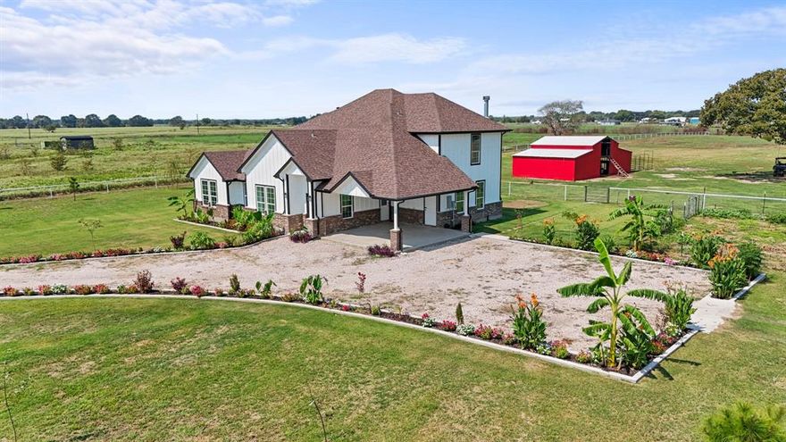 Welcome to your dream home with just 5 minutes away from Lake Tawakoni! This beautiful farmhouse is nestled on 10 expansive acres, this newly constructed custom residence offers the perfect blend of luxury, comfort, and privacy — all with no HOA restrictions. From the moment you enter the gated entry, you'll be captivated by the lush new sod, professional landscaping, and thoughtful craftsmanship throughout. Inside, you'll find epoxy marble like finishes and custom touches around every corner, including beautifully designed custom cabinetry that elevates the kitchen and living spaces. This home is ideal for multi-generational living or hosting long-term guests in style. A dedicated home office makes remote work a breeze, while the irrigation system, gutters, and meticulously planned layout ensure both functionality and low maintenance. Whether you're enjoying peaceful country views from your porch or entertaining guests inside, this property delivers unmatched quality and space — with room to grow, garden, or simply enjoy the great outdoors. Don’t miss this rare opportunity to own a custom-built home on acreage. Schedule your private tour today!