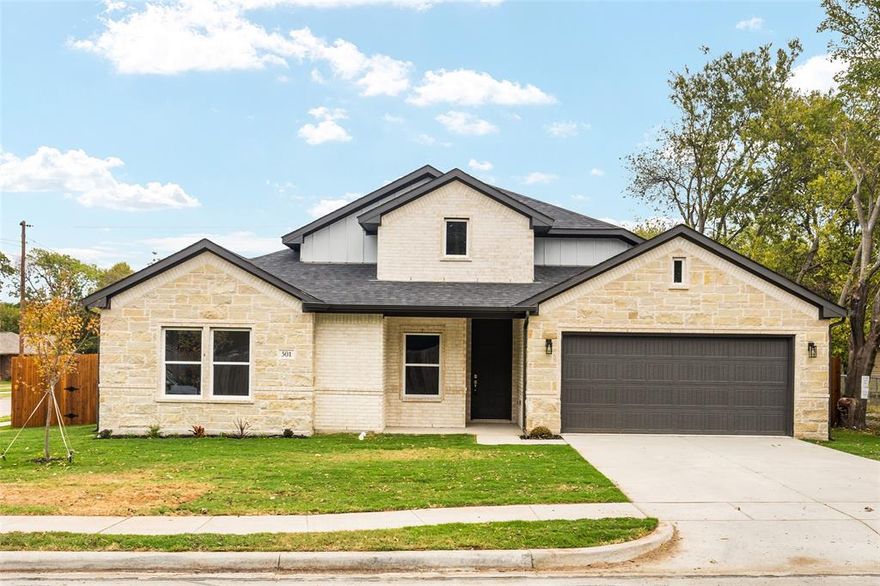 Welcome to your brand new dream home! This stunning one-story residence built by Compass Homes blends modern design with everyday comfort, offering 4 spacious bedrooms and 2 beautifully appointed bathrooms. Perfectly situated on a desirable corner lot, the home features an open-concept layout ideal for entertaining and family living.
Enjoy a chef-inspired kitchen complete with a gas cooktop, stainless steel appliances, quartz countertops, and a large island that opens to the living area. Gather around the elegant gas fireplace in the living room for cozy evenings and relaxed ambiance.
The primary suite offers a serene retreat with a luxurious en-suite bath and generous walk-in closet. Additional bedrooms provide flexibility for guests, a home office, or a playroom.
Step outside to a covered patio overlooking the landscaped yard—perfect for outdoor dining or unwinding after a long day.
Experience the comfort, style, and convenience of brand-new construction—ready for you to call home!