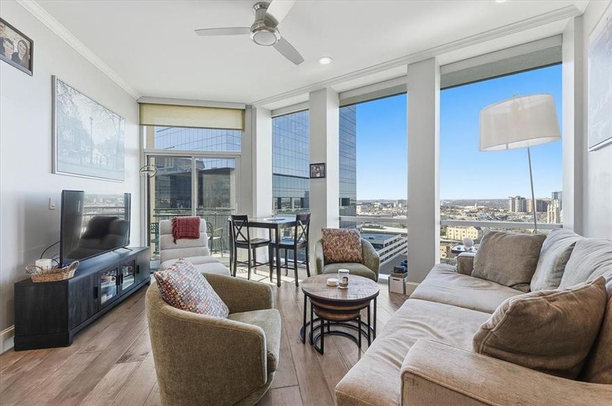 WOW, WHAT A LIFESTYLE!! Stunning condo located a block from Sundance Square at The Tower! Vertical living at its very best! Featuring floor-to-ceiling windows with panoramic, unobstructed skyline views. Open living overlooking private balcony and featuring electric shades, wood floors, granite countertops, deep black granite sink, stainless steel appliances, washer, dryer and refrigerator included, and a bonus room with separate office and built-ins. Enjoy 24-7 concierge service with secure, controlled access, two deeded parking spaces, plus a state-of-the-art fitness center that makes it easy to stay active on your schedule. Ready to entertain and unwind, take advantage of the fabulous resident lounge, a dedicated billiards room, and an on-site putting green, perfect for casual competition and social downtime. Head upstairs to the rooftop outdoor lounge to relax, host friends, or soak in elevated city views under the spacious Texas sky. Rooftop pool and spa leave nothing to want for exercise or relaxing with friends or a book. When you step outside, you’re instantly connected to the best of downtown. With unrivaled walkability to Sundance Square, Bass Hall, top-tier dining, nightlife, and year-round events. Enjoy Panther Island concerts as well as the quick public access to the airport, Dickies Arena, and the Museum, District.