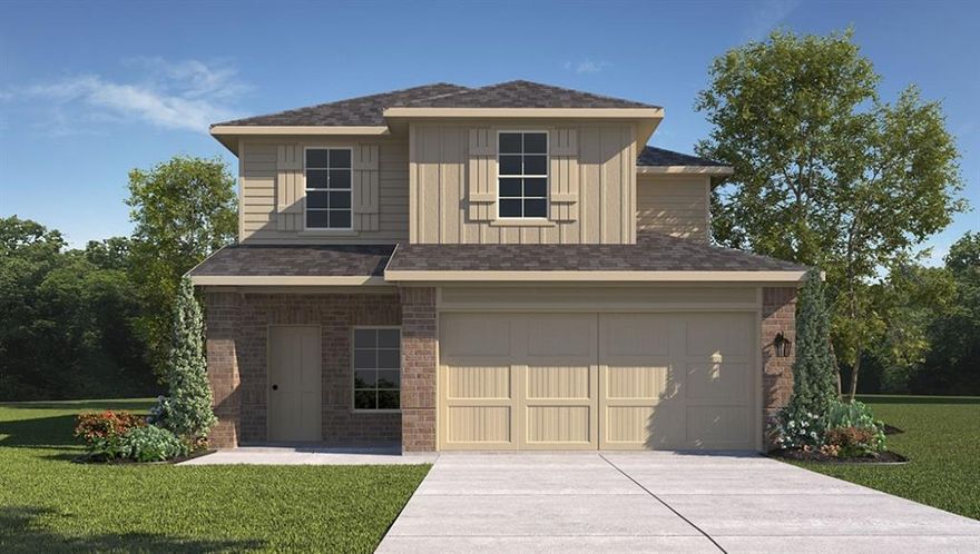 Beautiful New Home Built by D.R. Horton in the fabulous new Community Monarch at the Meadows! The Hanna Floorplan, elevation B is a two-story home featuring 4 bedrooms, 2.5 baths, and 2-car garage. The entry foyer leads to a powder bath before opening to the kitchen, dining, and family rooms in an open concept floor plan. The gourmet kitchen includes granite counter tops, stainless steel appliances with gas cooking range, and a kitchen island overlooking the dining room. The downstairs main bedroom features an attractive en-suite with a separate Shower, Quartz vanity countertop, and a large walk-in closet. The second story includes all secondary bedrooms, second full bath, and upstairs game room. A rear covered patio is located off the family room and is built standard. Additional features include: tankless water heater; Luxury vinyl flooring at Entry, Hallways (per plan), Kitchen-Breakfast, Family Room, Utility and Bathrooms; Quartz topped vanities in all full bathrooms; and full yard sod, landscaping and irrigation. This home includes the AMERICA'S SMART HOME base package. Using one central hub that talks to all the devices in your home, you can control the lights, thermostat and locks, all from your cellular device.