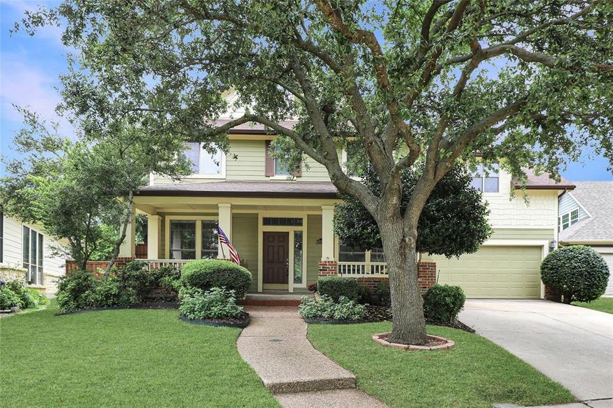 Located in the highly sought-after Mayberry Park community within Stonebridge Ranch, this beautifully maintained 5-bedroom, 5 full bathroom home offers a warm and inviting layout with thoughtful updates throughout, including a desirable main-level bedroom with a full bath—ideal for guests or multigenerational living. Solid hardwood floors flow through the main living areas, complemented by elegant wood stairs and an open-concept design that creates an ideal space for everyday living and entertaining. The kitchen features quartz countertops and a bright breakfast area overlooking the backyard, while the formal dining room at the front of the home provides the perfect setting for gatherings and special occasions. The sellers are willing to replace the upstairs carpet prior to closing, offering added flexibility for the next owner.   Upstairs, you’ll find a spacious open game room along with generously sized bedrooms, including a comfortable primary suite. Additional storage space enhances functionality, while the windows have been well maintained and many have been replaced, adding efficiency and long-term value. Recent improvements such as a newer fence and a nicely repaired retaining wall provide peace of mind. The oversized backyard offers exceptional privacy with mature oak trees in both the front and back, creating a beautiful natural setting. Enjoy relaxing or entertaining on the covered porch while taking in the peaceful surroundings. Known for its welcoming charm and strong sense of community, Mayberry Park is one of Stonebridge Ranch’s most desirable neighborhoods, offering a timeless lifestyle with convenient access to top amenities.