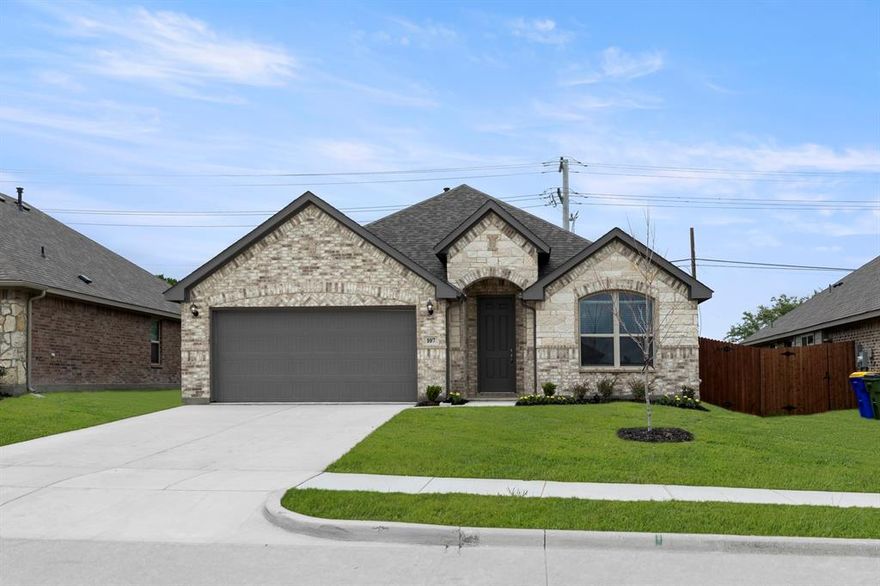 MLS# 21244775 - Built by Impression Homes - Ready Now! ~ Discover this stunning single-family residence in the desirable Arcadia Trails subdivision, built in 2025. This spacious home boasts 4 bedrooms and 2 full bathrooms, spanning 2,180 square feet of thoughtfully designed living space. The traditional style features an open floorplan, perfect for modern living, and an eat-in kitchen complete with a kitchen island.   Step outside to a covered patio, ideal for relaxing or entertaining. The property includes a 2-car garage and showcases elegant flooring with a combination of carpet and ceramic tile. Located within the Mesquite ISD, this home is close to Gray Elementary, New Middle School, and Mesquite High School. Don't miss the chance to make this beautiful home yours!