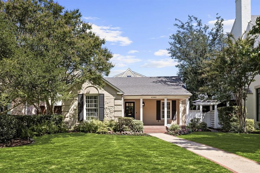 Welcome to 4380 San Carlos — a charming 4-bedroom traditional. This home is situated on one of the most sought-after locations in the Park Cities, walking distance to Bradfield Elementary and Highland Park Village!

Inside, a formal living room with a fireplace flows seamlessly into the dining room, perfect for entertaining. The large, updated kitchen opens to a cozy family room overlooking a stone patio and landscaped yard. Completing the downstairs are two bedrooms with a shared bath and another bedroom with an ensuite bathroom. 

Upstairs, the spacious primary suite offers a second fireplace, abundant natural light, and a luxurious bath with dual sinks and a large walk-in closet.
Additional highlights include generous storage throughout and a versatile third-floor bonus space—ideal for a home office, playroom, or gym.