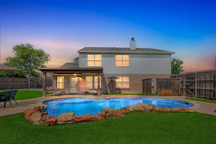 Discover the potential of this spacious 4-bedroom corner-lot home with a flex room in the heart of Carrollton, offering nearly 3,000 sq. ft. of living space and a private backyard oasis. Located in a quiet, low-traffic neighborhood, this property is move-in ready yet provides an excellent opportunity for a buyer to add personal style and modern updates to create their dream home.

The backyard is truly the highlight, featuring an incredible freeform pool and a synthetic turf grass yard—perfect for pets, play, and low-maintenance living. Enhanced by an 8' steel post wood fence, an 8' rolling estate gate with garage remote access, and a private, secure fenced entry, the outdoor space combines beauty, convenience, and peace of mind.

Inside, the flexible floor plan offers generous living and bedroom spaces, along with a bonus flex room with closet off the primary suite—ideal for a nursery, home office, or private retreat. The home also features a brand-new central air conditioning system, providing modern comfort and efficiency. With strong structural features, new roof shingles 2024, a sought-after corner lot, and outstanding value in a prime Carrollton location, this home is a rare find.