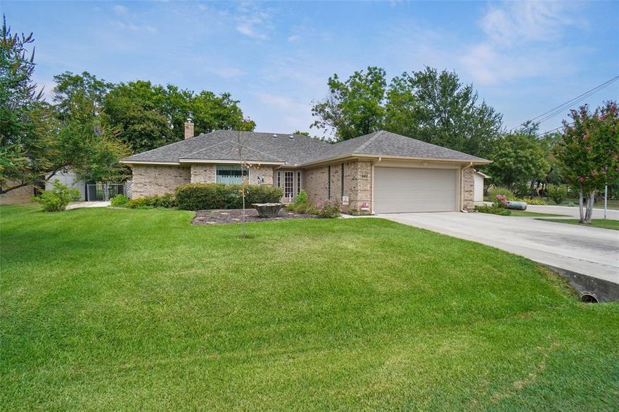Discover this Home which sits on 2 LOTS with 3 bedrooms, 2 baths and 2 car garage AND a detached LARGE SHOP 24x40. The home has NEW AC-Heat with NEW Duct Work & a NEW ROOF!!! Step into the foyer and walk into the living room with high ceilings and a fireplace. Large Primary Bedroom & Bathroom with 2 vanities with his & her closets. Extra bedrooms are large with nice big closets. A standout feature is the SHOP, which can be used for storage, hobbies, or a man cave or parking all your toys. Shop has a cement floor, electric, air & heat, insulated, work cabinets, double garage door with separate entrance door and RV hookup. Nice backyard with closed in patio, Pergola 11x22, fenced, sprinkler system, trees and landscaped. Home sits on a Greenbelt Area creating a quiet retreat with No Backyard Neighbors. Property is minutes from Lake Bridgeport & Boat Launch. Located in the city of Runaway Bay, the city has a community pool, swimming beach & fishing pier. EZ access to Highway 380, located less than 10 mins from the Historic Bridgeport Main Street. Alliance Town Center, Southlake, DFW Airport, Downtown Fort Worth are about an hr away. See this HOME soon!