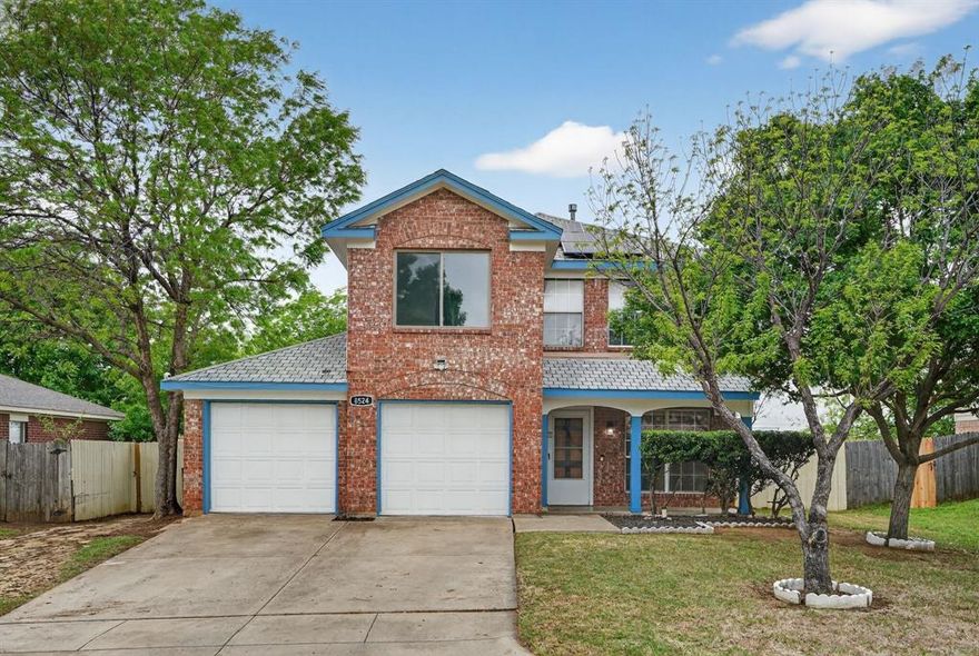 The home at 8524 Gatlinburg Dr is a two-story single-family house located in a quiet neighborhood in south Fort Worth. Built in the mid-1990s, it has about 1,600+ square feet of space with three bedrooms and around two to two-and-a-half bathrooms. The layout is simple and practical, with the living room and kitchen downstairs and all bedrooms upstairs for privacy. There is also a second living area or loft upstairs that can be used as an office or extra space. The kitchen is updated with modern features, and the main bedroom includes a walk-in closet and a private bathroom. Outside, the home has a brick exterior, a two-car garage, and a fenced backyard with a small patio. It sits on a typical suburban lot and is part of a car-dependent area served by local schools in the Crowley school district.
