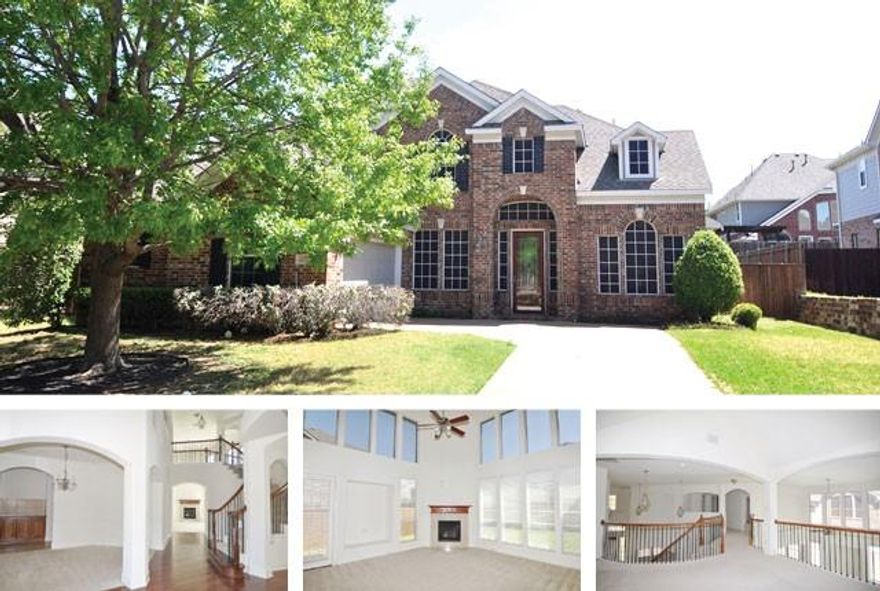 Property available 9-15-23. Gorgeous 5-3.5-2 in Highland Village, Lewisville ISD. Three living areas, two dining, beautiful hardwood floors, wrought iron staircase, open concept living and so much more! Entry opens to a Formal living and Formal dining with arched walls and decorative lighting. Spacious and bright family room overlooks the mezzanine and backyard with beautiful windows and natural light! Open kitchen offers a large center island, butlers pantry, walk-in pantry and lots of storage options. 17x16 master retreat features bow windows, tray ceilings and a generous size ensuite bath. Upstairs loft provides a third living room, workstation, three additional bedrooms and two full baths. Neutral colors, niches, sprinkler system and more! Property will be managed by Landlord. Tenant Benefits Package is not required.